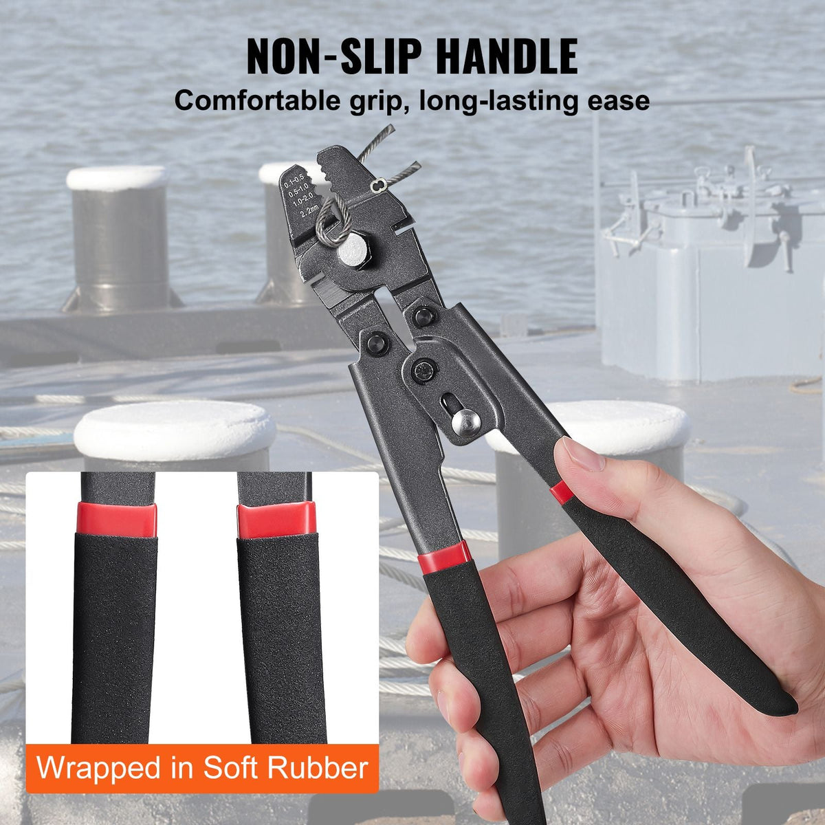 Wire Rope Crimping Tool and Cutter Up To 2.2mm Wire Cable Crimps, 1/64" - 3/32" Crimping Loop Sleeve Kit and 160pcs Aluminum Buckles, Fishing Crimping Tool Wire Rope Thimbles Kit