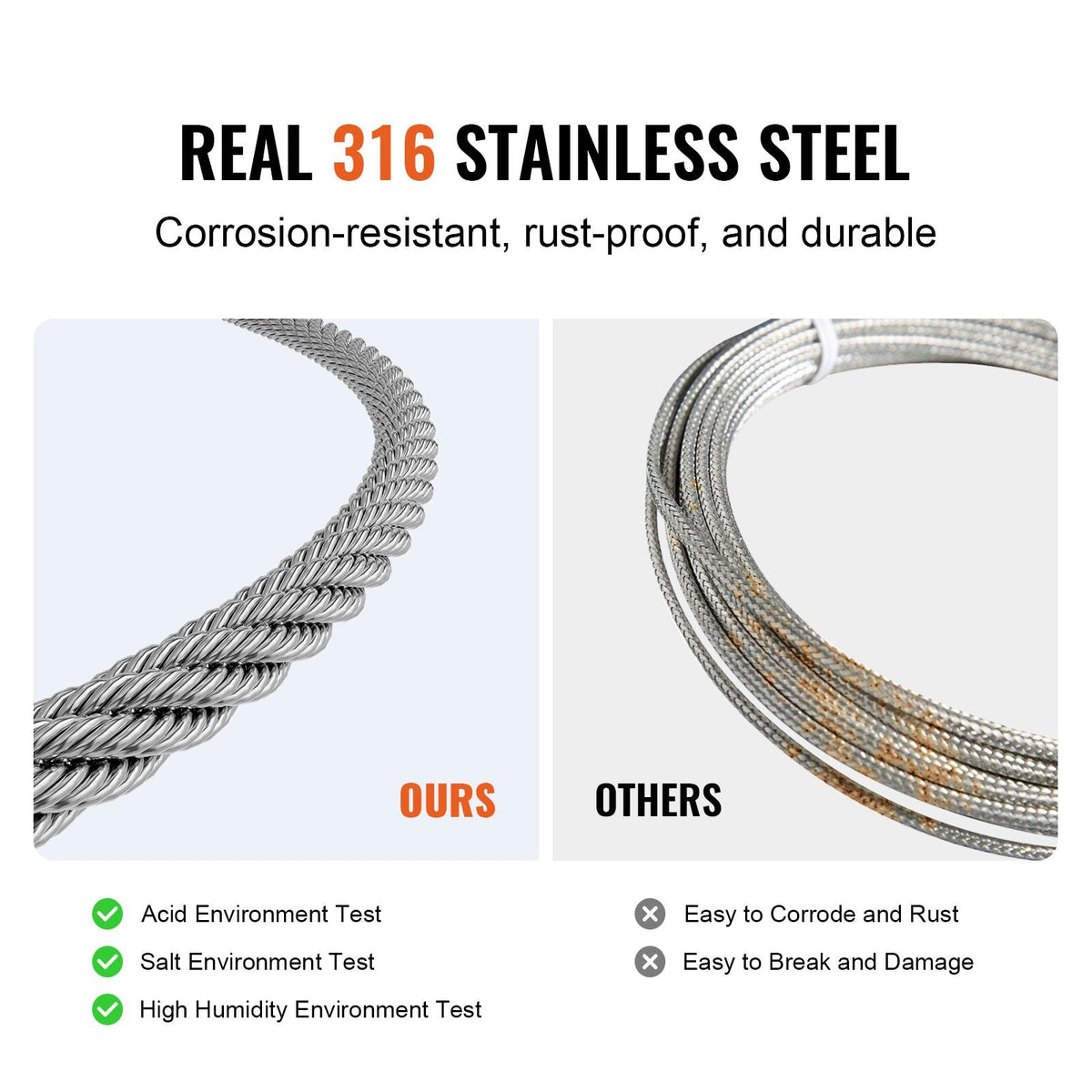 Wire Rope Kit, 1/8" 100 ft 316 Stainless Steel Cable with 20 Sleeves and 10 Thimbles, 1600 lbs Breaking Strength, 7x7 Strands Marine Aircraft Grade for Handrail Stair Decking Fence Outdoors