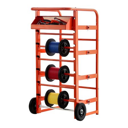 Wire Spool Rack, 11 Rods, Multi-Spool Wire Rack Dispenser, Cable Caddy with Wheels, Cable Holder with Storage Tray for Wiring Storage, for Electrical, Industrial & Retail Use, Working Efficiency