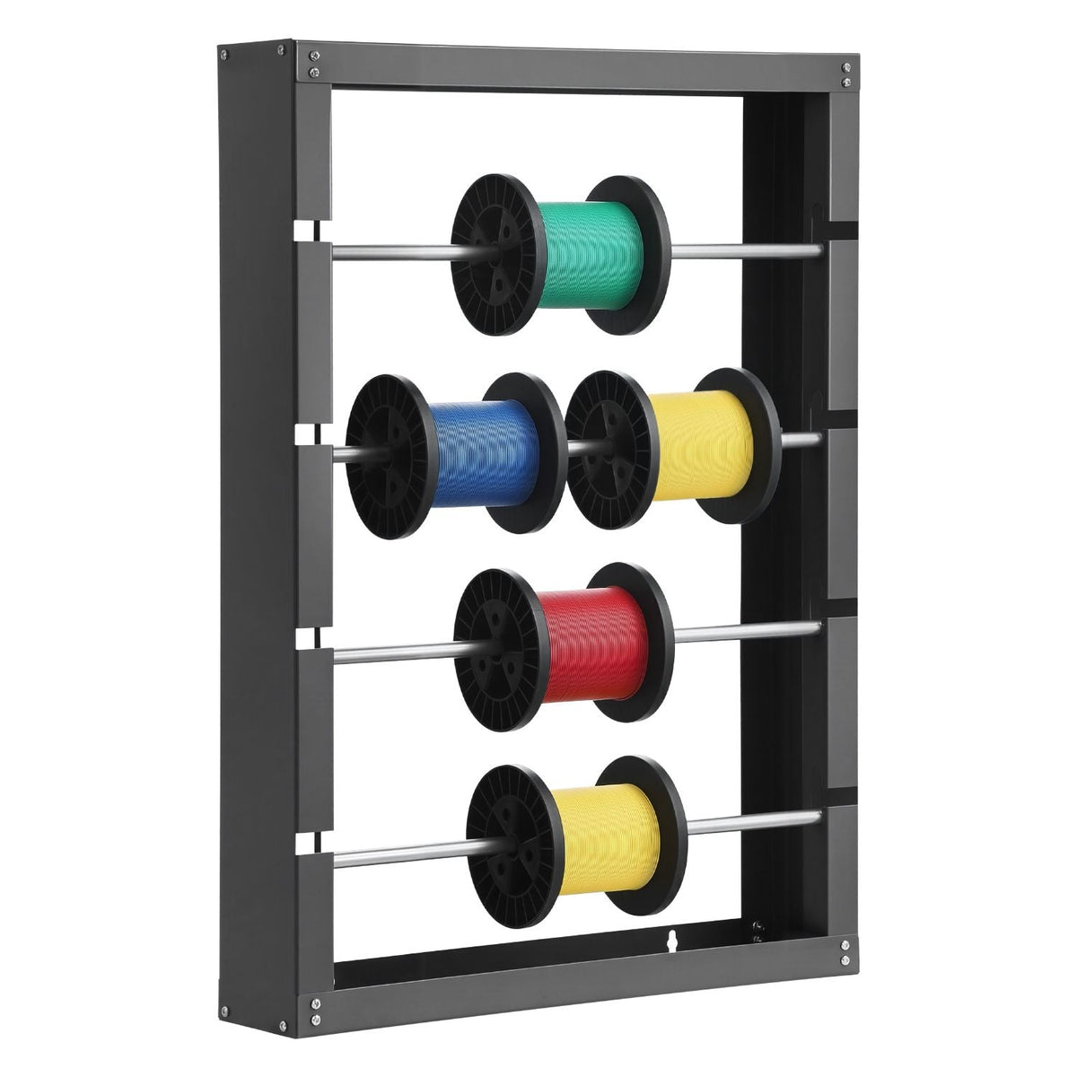 Wire Spool Rack, 4 Adjustable Rods, Cold-Rolled Steel Wire Spool Holder Wall Mounted for Multi-Spools, Wiring Storage, 150 lbs Capacity Cable Dispenser, for Electrical Industrial Retail Use