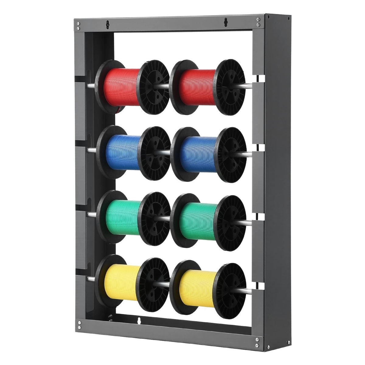 Wire Spool Rack, 4 Adjustable Rods, Cold-Rolled Steel Wire Spool Holder Wall Mounted for Multi-Spools, Wiring Storage, 150 lbs Capacity Cable Dispenser, for Electrical Industrial Retail Use