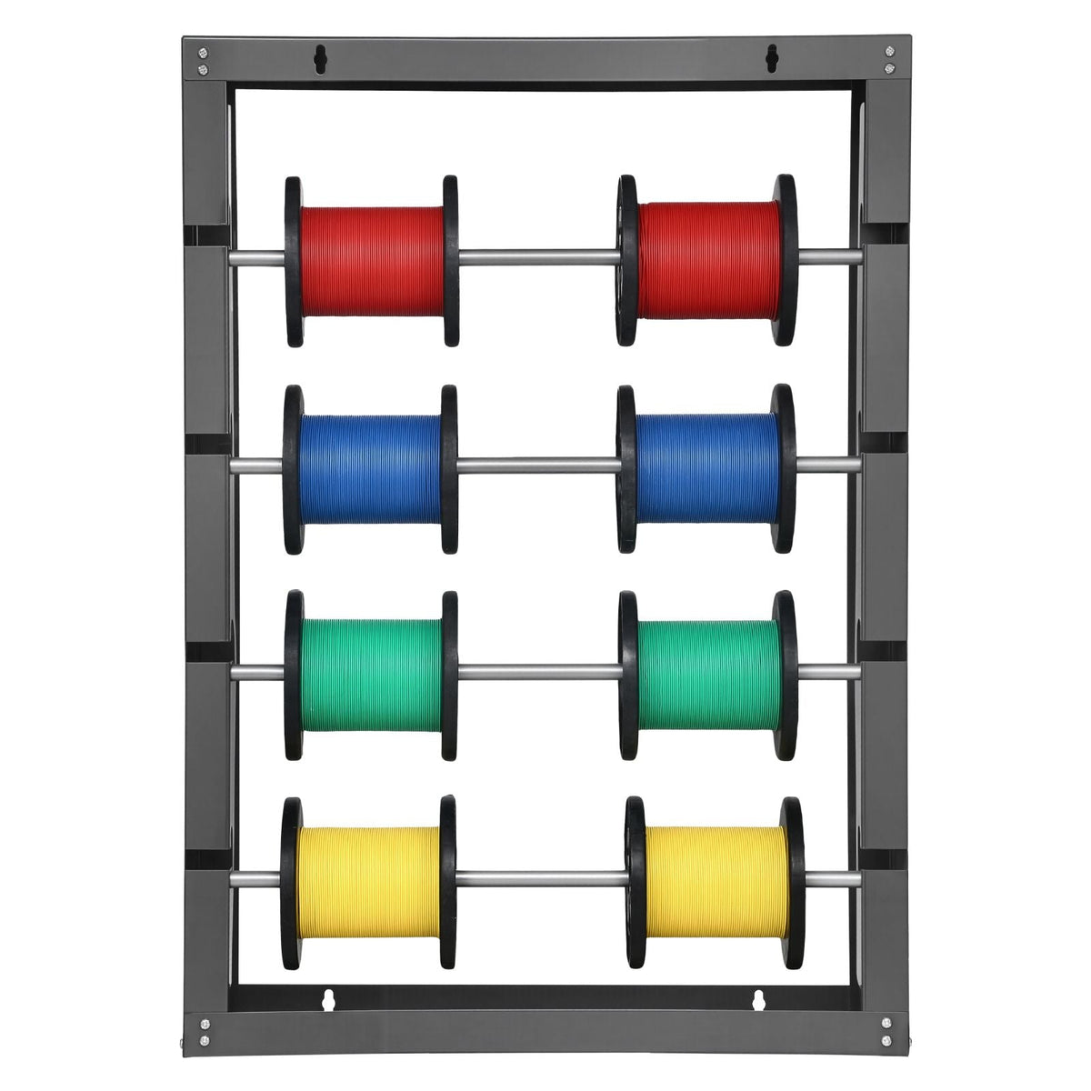 Wire Spool Rack, 4 Adjustable Rods, Cold-Rolled Steel Wire Spool Holder Wall Mounted for Multi-Spools, Wiring Storage, 150 lbs Capacity Cable Dispenser, for Electrical Industrial Retail Use