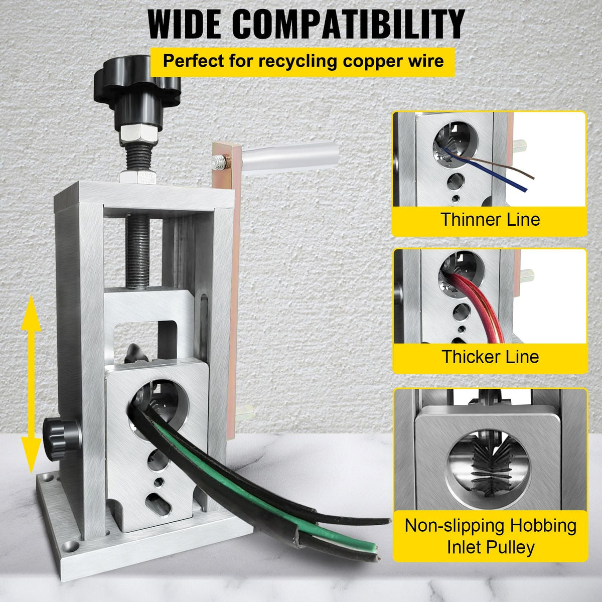 Wire Stripping Machine, 0.06-1.57 inches Drill Powered, Manual Copper Stripper w Heat Treated Steel Ultra Long Lasting Blade, Compact & Portable for Scrap Cable Peeling Recycling