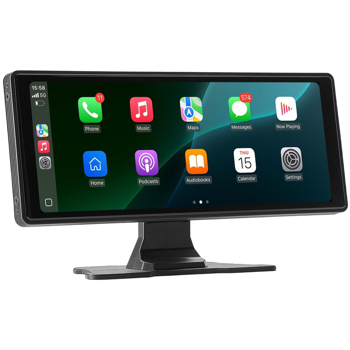 Wireless Car Stereo, 10-Inch HD Portable Radio Touch Screen with Apple CarPlay and Android Auto, CarPlay Screen with Front & Backup Cameras, Voice Control, Mirror Link, Bluetooth, GPS Navigation