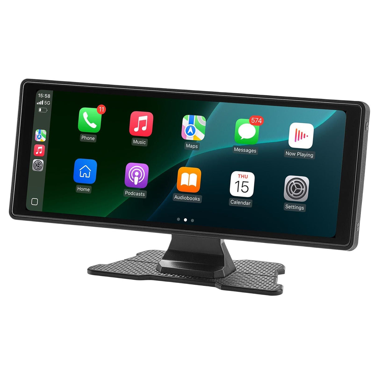 Wireless Car Stereo, 10-Inch HD Portable Radio Touch Screen with Apple CarPlay and Android Auto, CarPlay Screen with Front & Backup Cameras, Voice Control, Mirror Link, Bluetooth, GPS Navigation