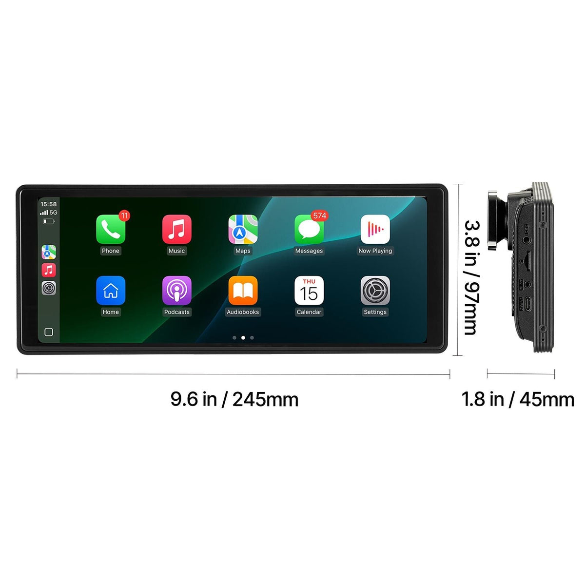 Wireless Car Stereo, 10-Inch HD Portable Radio Touch Screen with Apple CarPlay and Android Auto, CarPlay Screen with Front & Backup Cameras, Voice Control, Mirror Link, Bluetooth, GPS Navigation