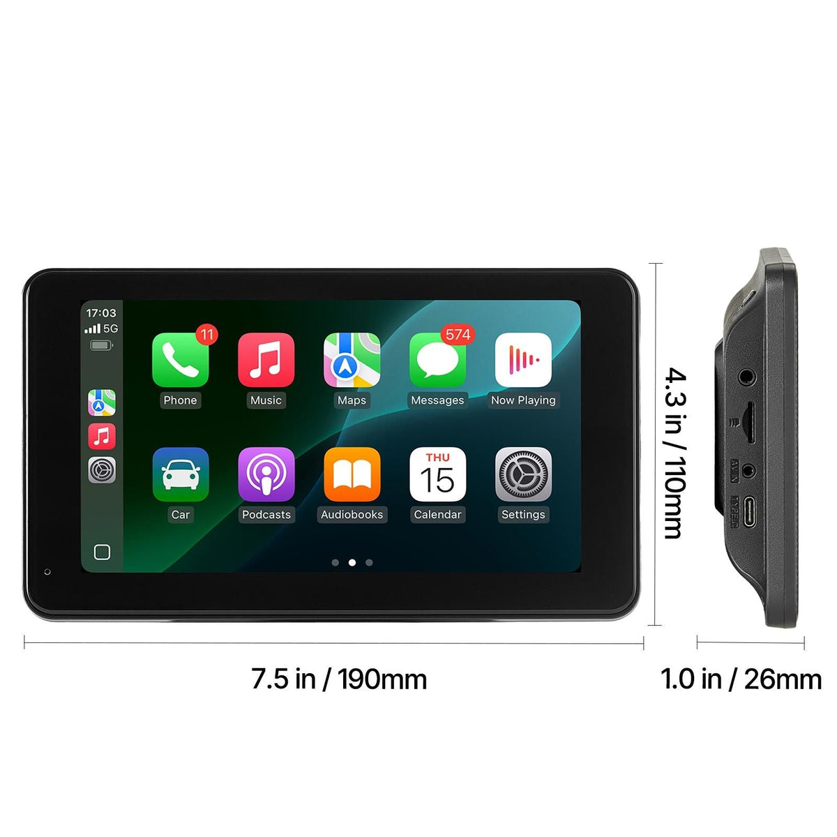 Wireless Car Stereo, 7-Inch HD Portable Radio Touch Screen Compatible with Apple CarPlay & Android Auto, CarPlay Screen with Backup Camera, Voice Control, Mirror Link, Bluetooth, GPS Navigation