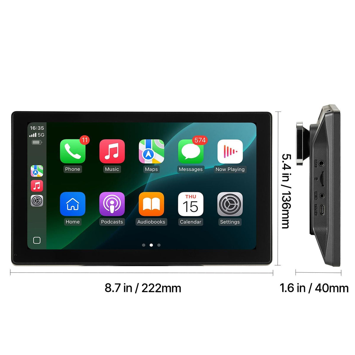 Wireless Car Stereo, 9-Inch HD Portable Radio Touch Screen with Apple CarPlay and Android Auto, CarPlay Screen with Front & Backup Cameras, Voice Control, Mirror Link, Bluetooth, GPS Navigation