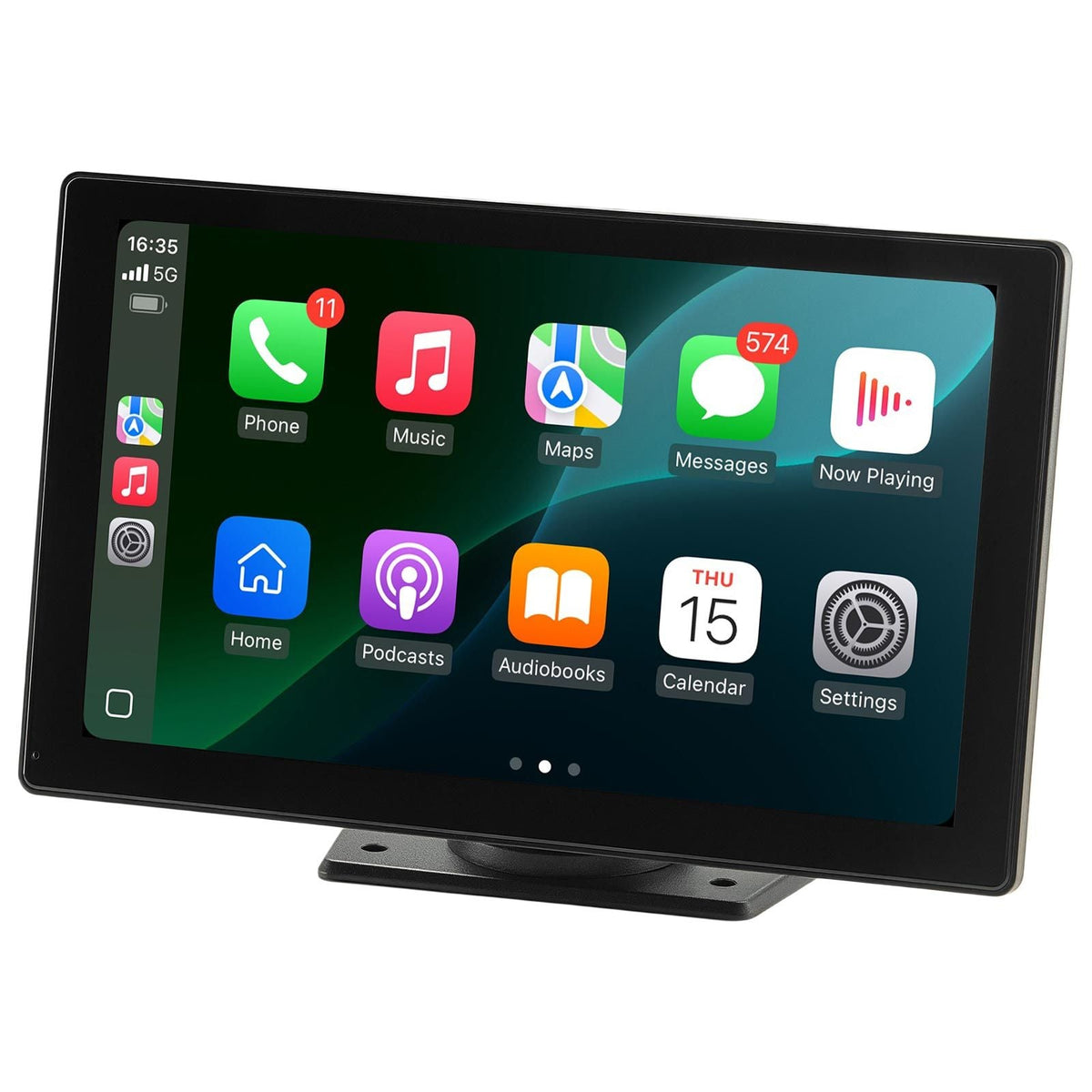 Wireless Car Stereo, 9-Inch HD Portable Radio Touch Screen with Apple CarPlay and Android Auto, CarPlay Screen with Front & Backup Cameras, Voice Control, Mirror Link, Bluetooth, GPS Navigation