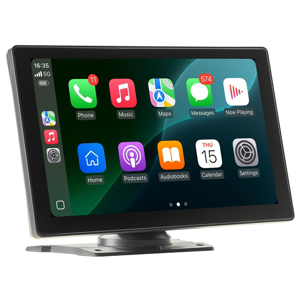 Wireless Car Stereo, 9-Inch HD Portable Radio Touch Screen with Apple CarPlay and Android Auto, CarPlay Screen with Front & Backup Cameras, Voice Control, Mirror Link, Bluetooth, GPS Navigation