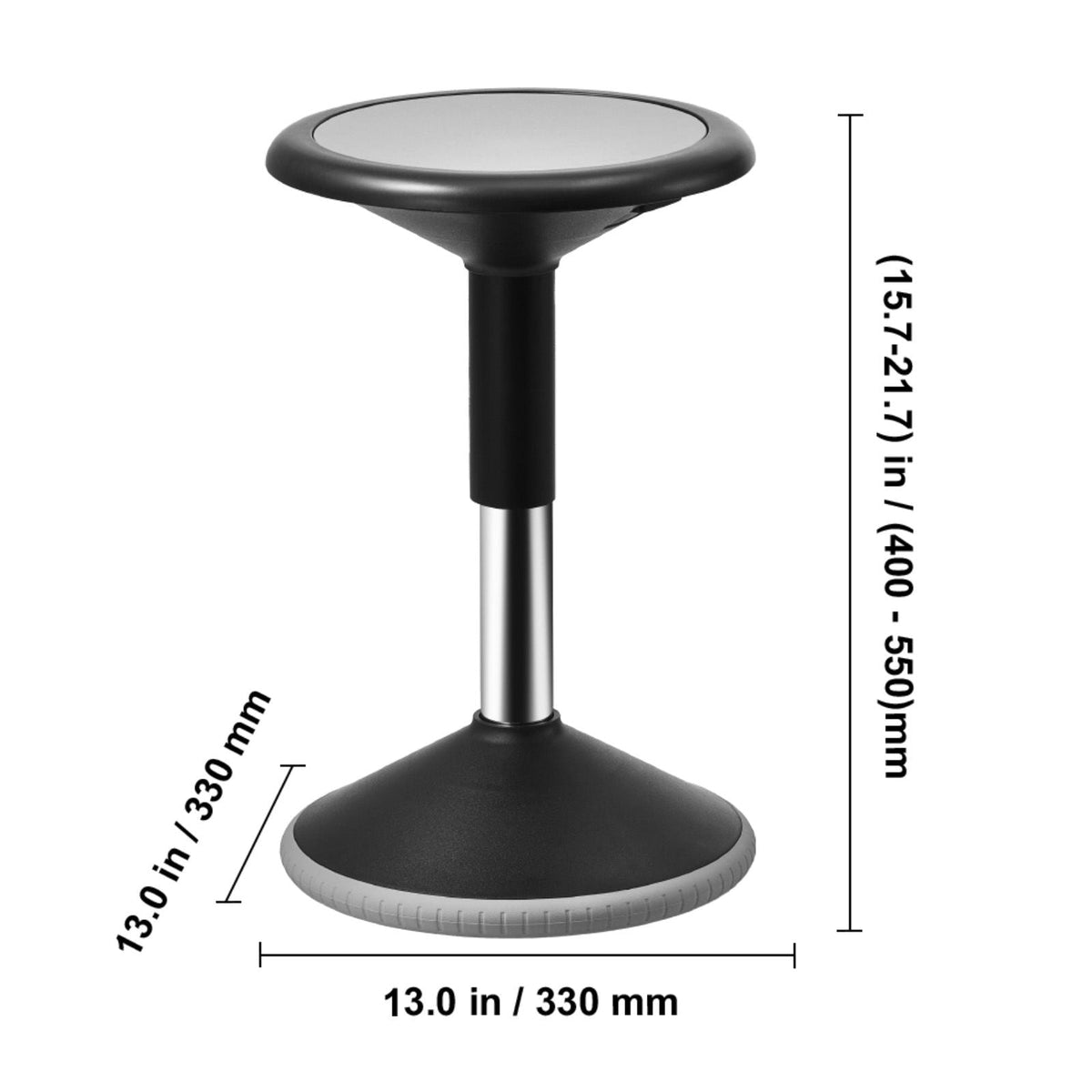 Wobble Chair, Height-Adjustable (15.7-21.7") Active Chair, Flexible Seating Wobble Stool Made of PVC+ABS Improves Focus & Posture, Ideal for Schools, Office and Home, Age 12-18, Black