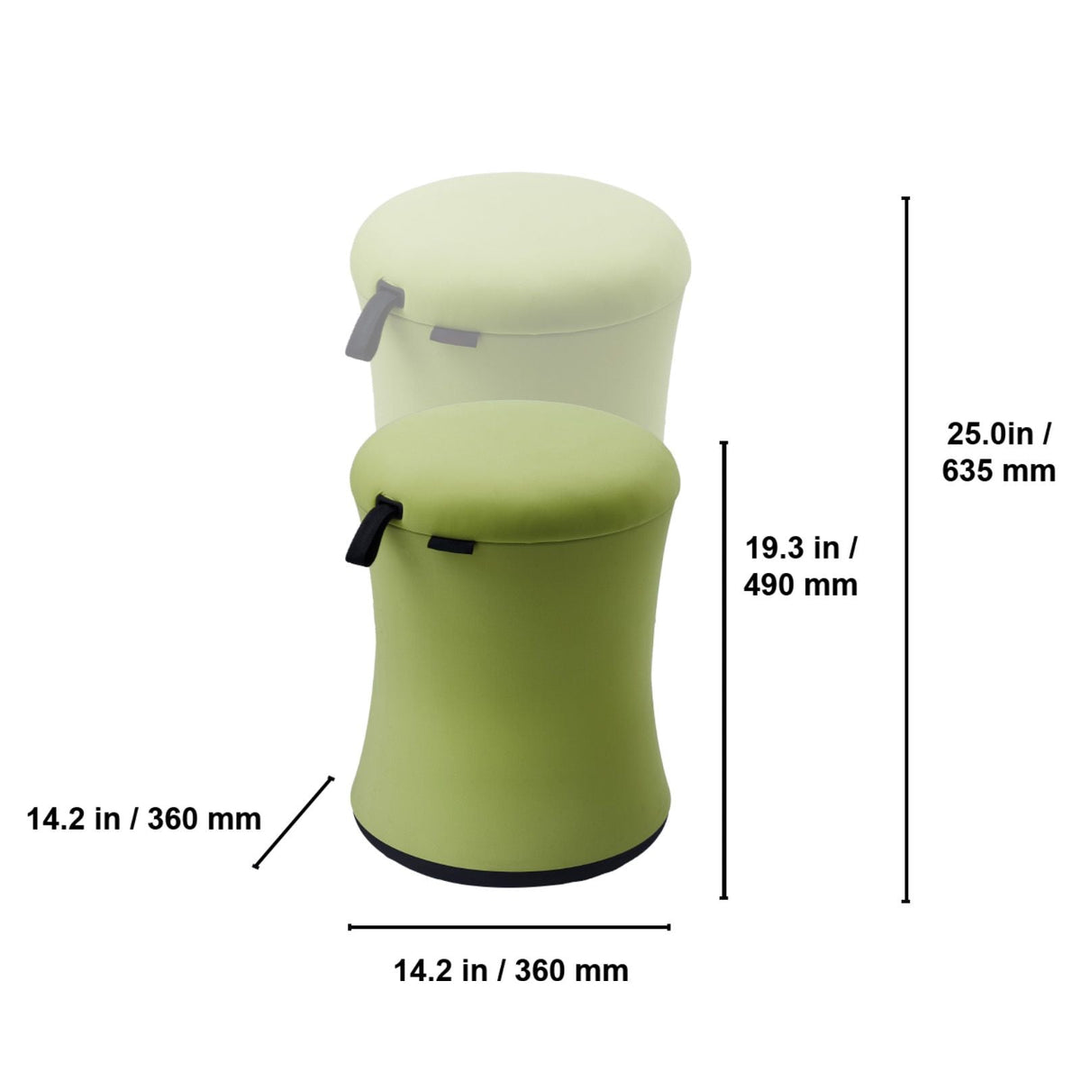 Wobble Chair, Height-Adjustable (19.3-25") Wobble Chair with Fabric Cover, Flexible Seating Wobble Stool Made of Iron & Sponge, Ideal for School, Office & Home, 20° Tilt Angle, Age 12-18, Green