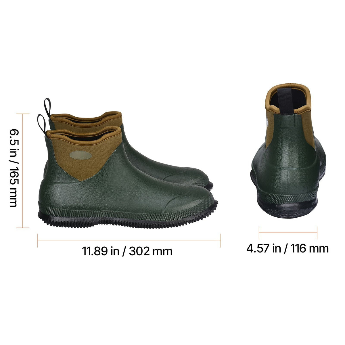 Women's Deck Boots, Waterproof Fishing Rain Boots, Anti-Slip Ankle Rubber Boots, Gardening Insulated Mud Boots, Neoprene Rubber, Lightweight & Durable, for Manufacturing, Farming, Size 10 US