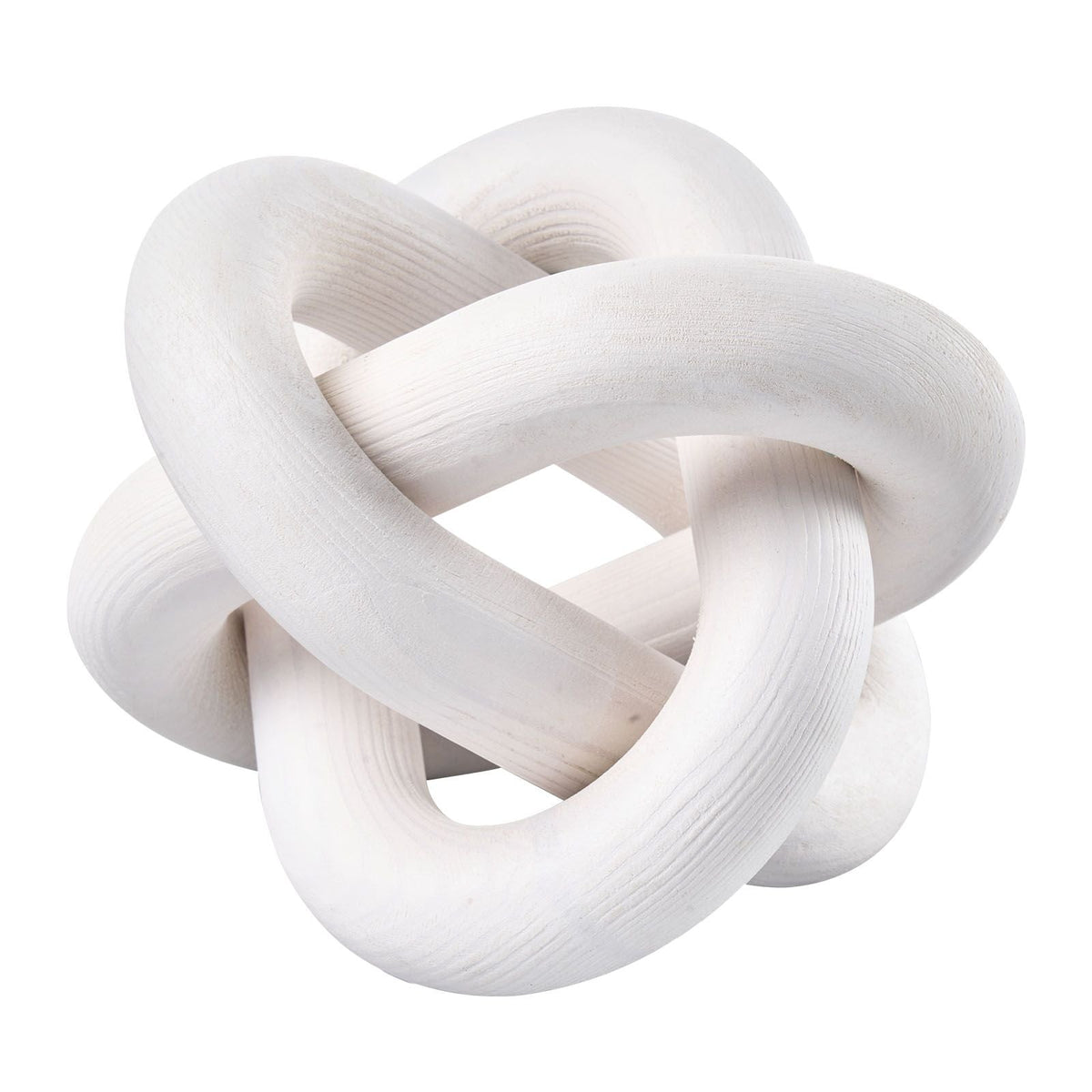 Wood Chain Link Decor, 3 Link, Hand Carved Wooden Knot Decor, Coffee Table Decoration Modern Shelf Accents, Decorative Objects for Home Living Room Bedroom Entryway Farmhouse Bookshelf, White
