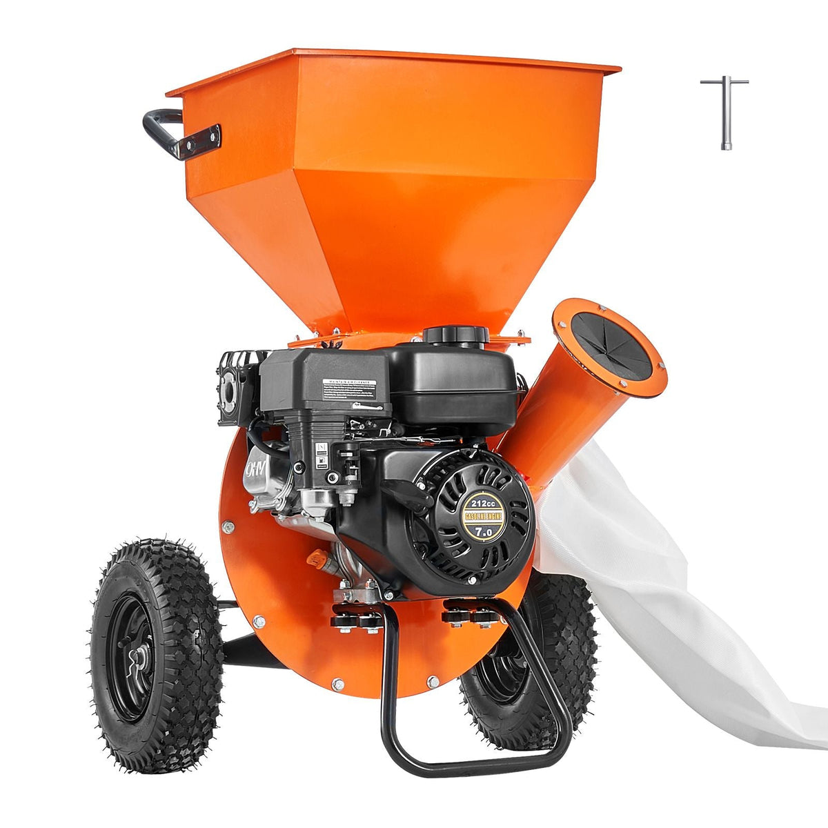 Wood Chipper Shredder Mulcher, 7HP Heavy Duty Gas Powered Engine, 3' Max Diameter 212cc 4.1 kW, 4-Stroke 3-in-1 Woodchipper, Fast Chipping Chopping for Forestry, Gardens, EPA Certified