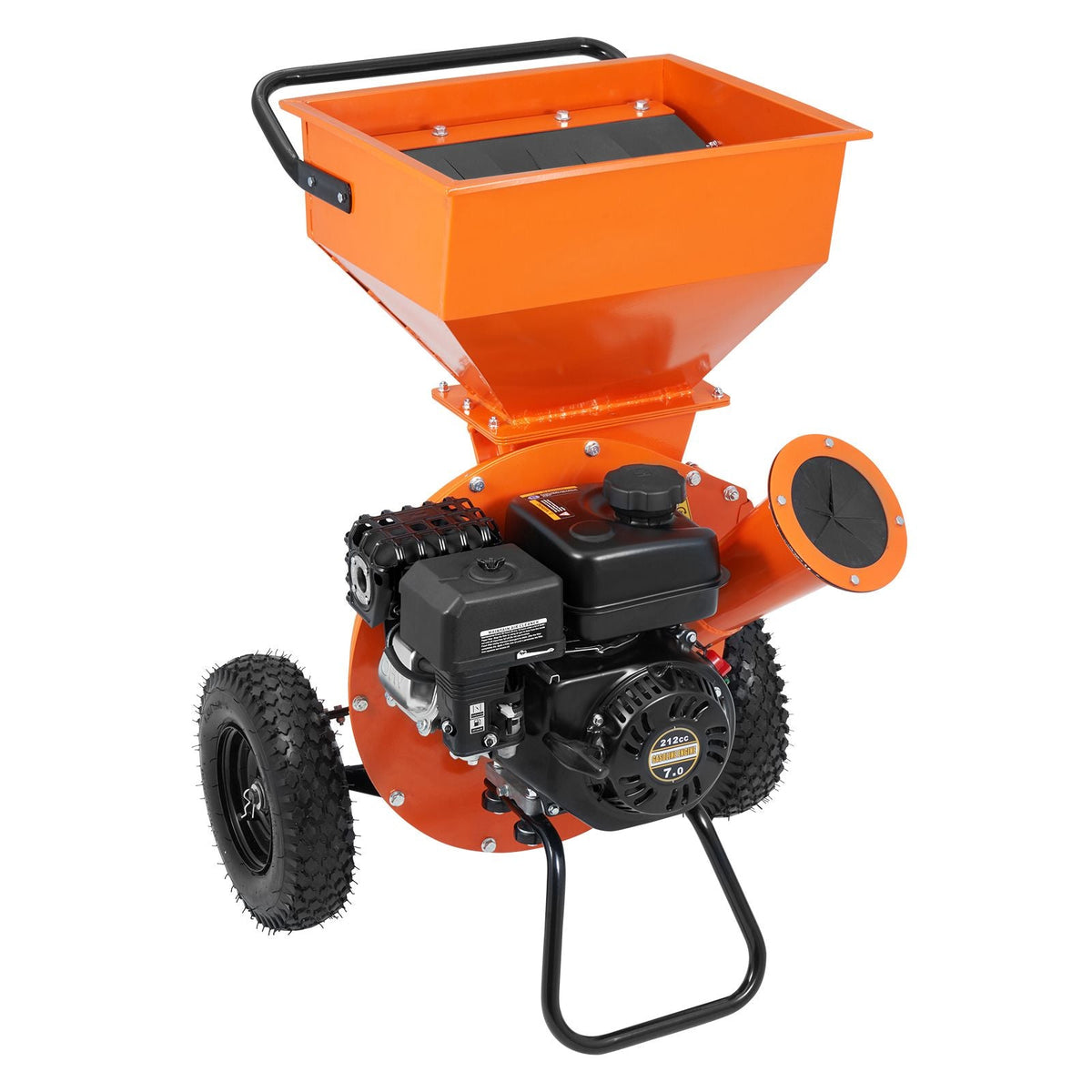 Wood Chipper Shredder Mulcher, 7HP Heavy Duty Gas Powered Engine, 3' Max Diameter 212cc 4.1 kW, 4-Stroke 3-in-1 Woodchipper, Fast Chipping Chopping for Forestry, Gardens, EPA Certified