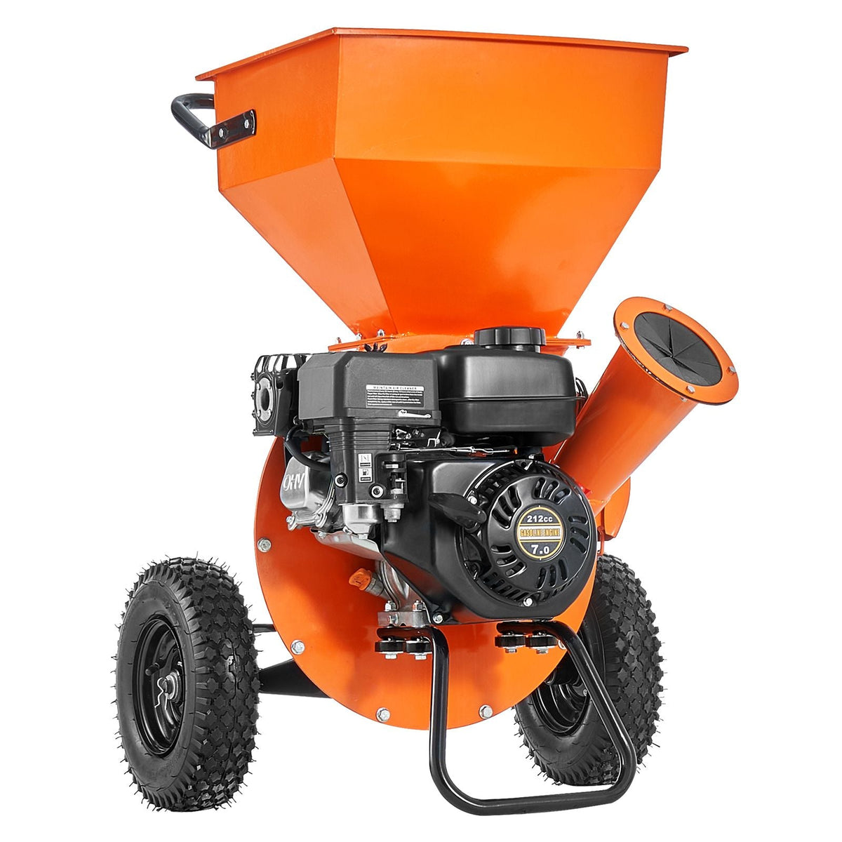 Wood Chipper Shredder Mulcher, 7HP Heavy Duty Gas Powered Engine, 3' Max Diameter 212cc 4.1 kW, 4-Stroke 3-in-1 Woodchipper, Fast Chipping Chopping for Forestry, Gardens, EPA Certified
