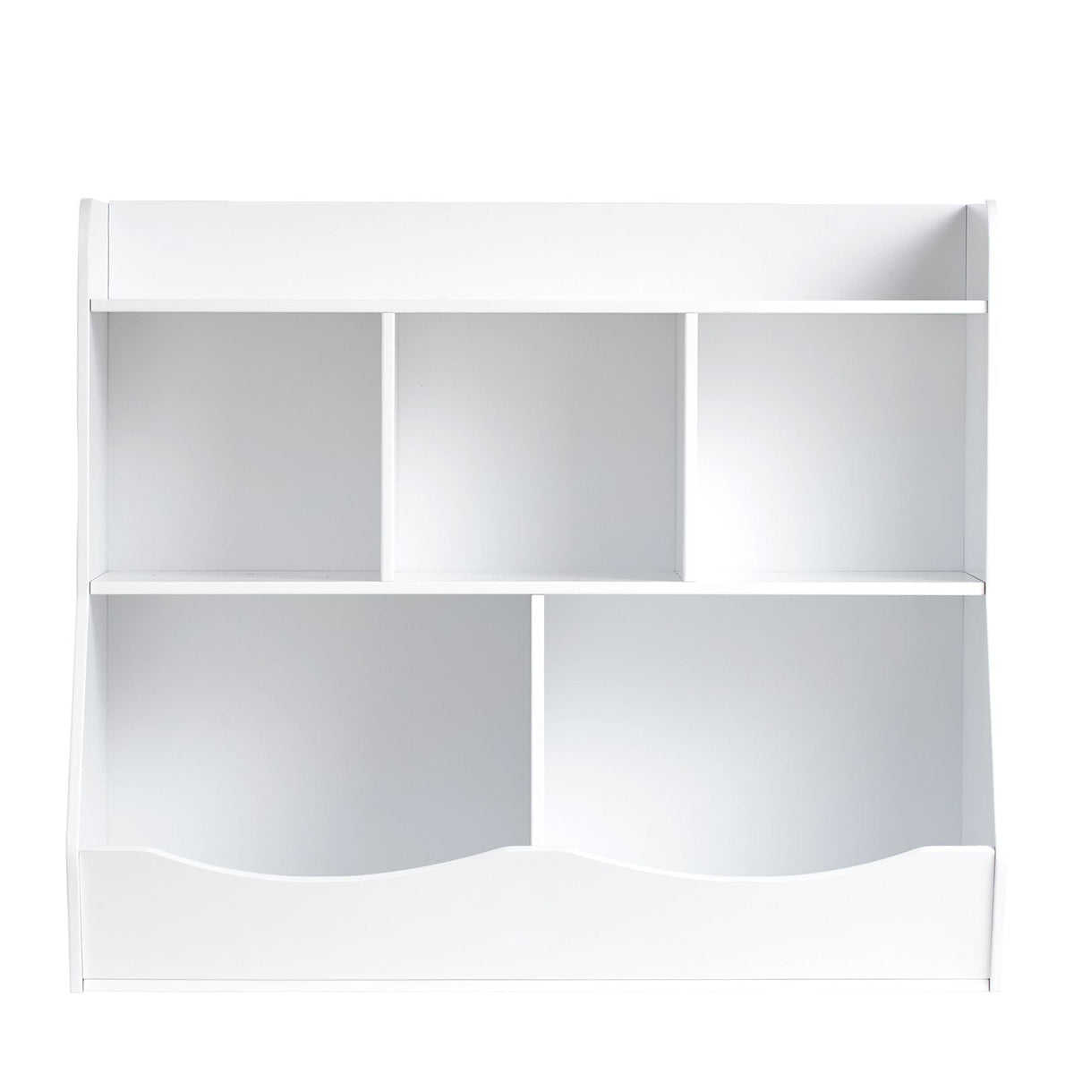 Wood Kid Storage Cubby, Toy Storage Organizer with Bookshelf, 5-Cubby Wood Toy Storage Cabinet, Children Book Toy Shelf for Kids Room, Playroom, Kindergarten, Nursery, White