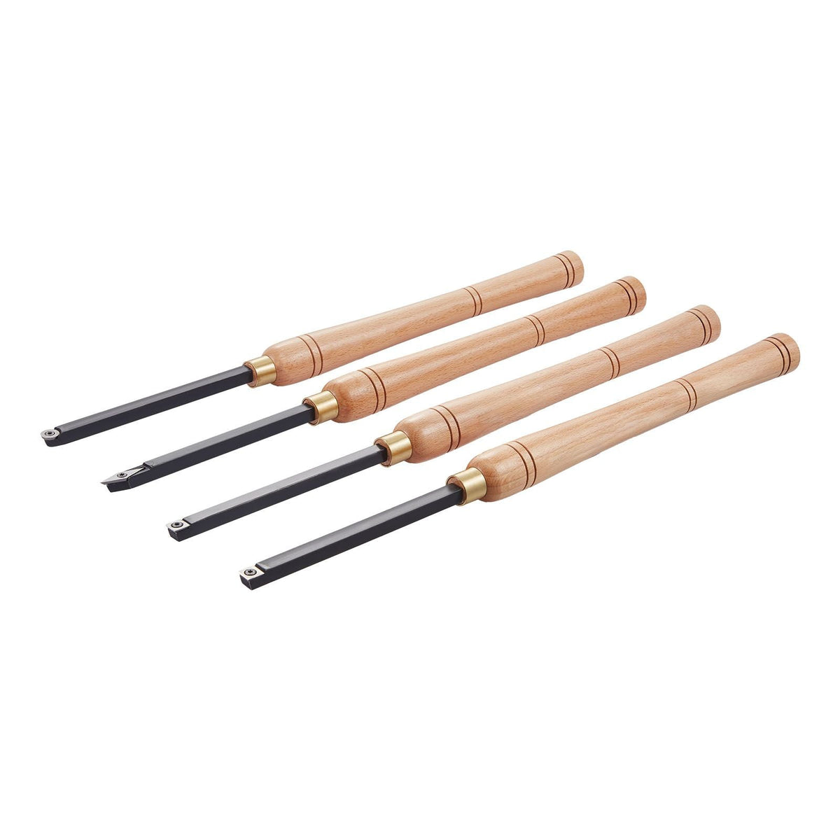 Wood Lathe Turning Tool Set, 4PCS, Lathe Roughing Finishing and Detailing Hollow Tool with Wooden Handle, Diamond Round Square Carbide Inserts, Wooden Box, for Beginners Hobbyists Professionals