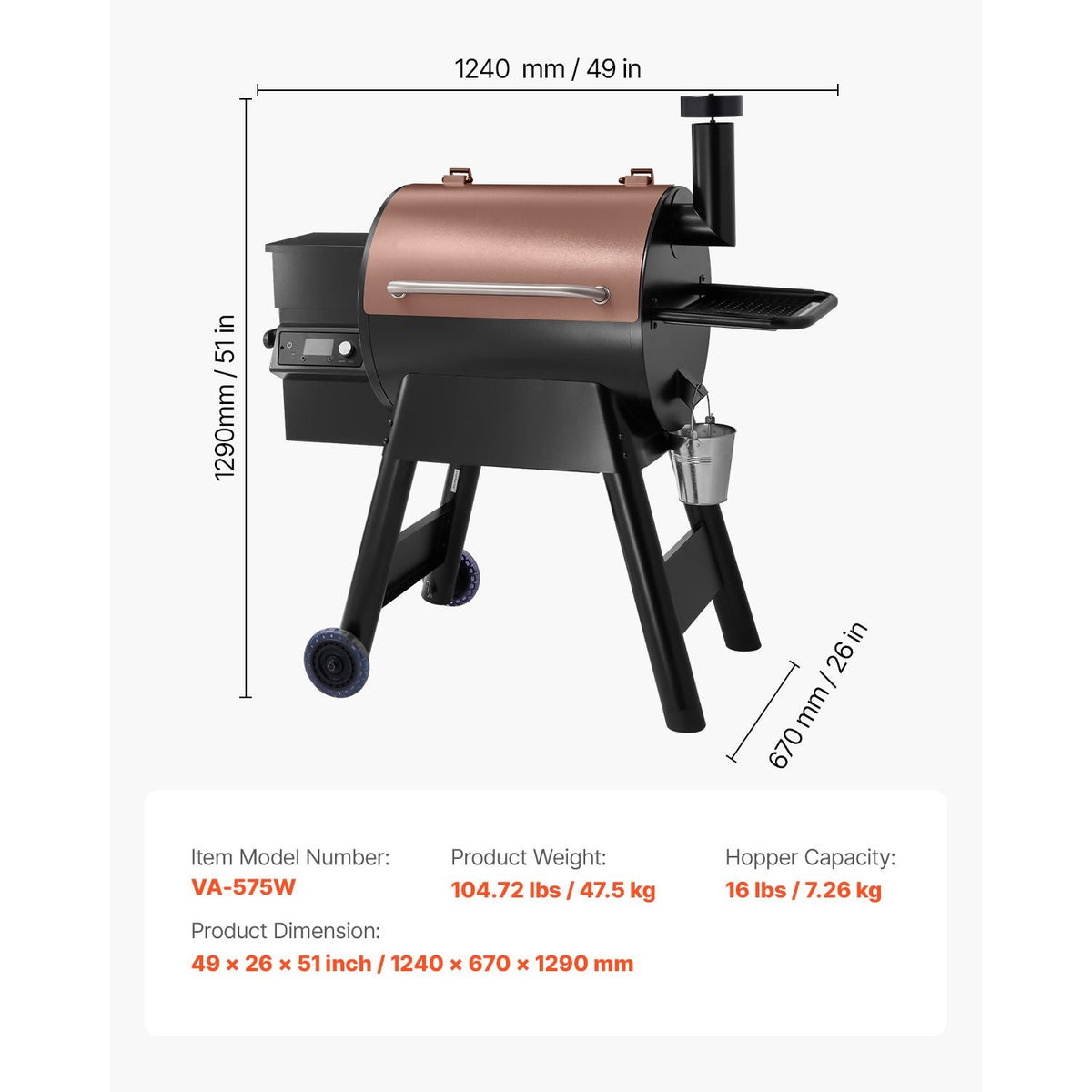 Wood Pellet Grill Smoker, 8 in 1 BBQ Grills for Outdoor Cooking, 575 Square Inches Cook Area Electric Smokers, with WiFi-app Control, LCD Screen Controller, Meat Probe, 500 F Max Temperature