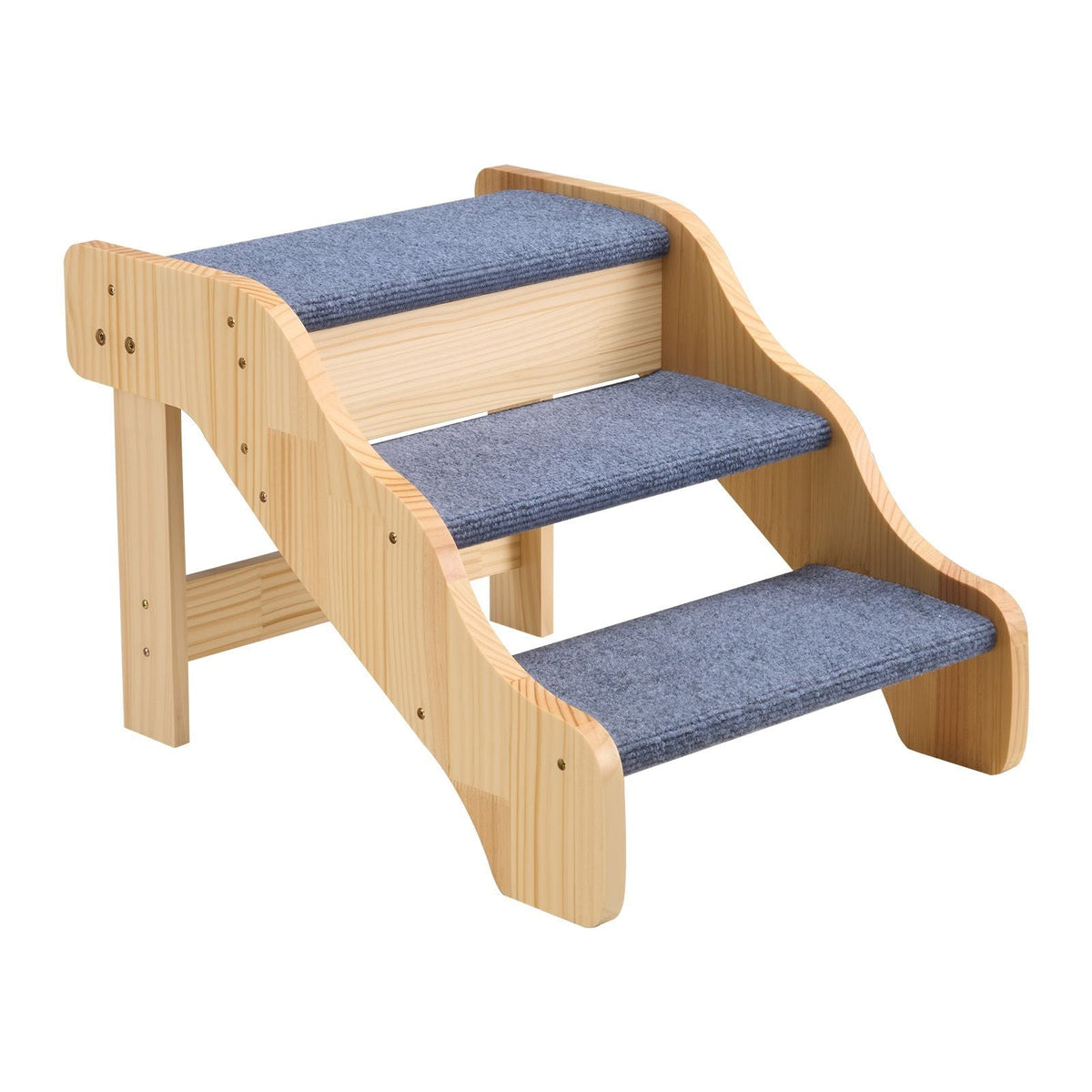 Wood Pet Stairs, 3-Step Dog Stairs for High Beds, Sofa & Cars, 150lbs Load Capacity, Non-Slip Surface, Stable Cat & Dog Step Ladder for Small Medium Large Older Pet Puppy Essentials