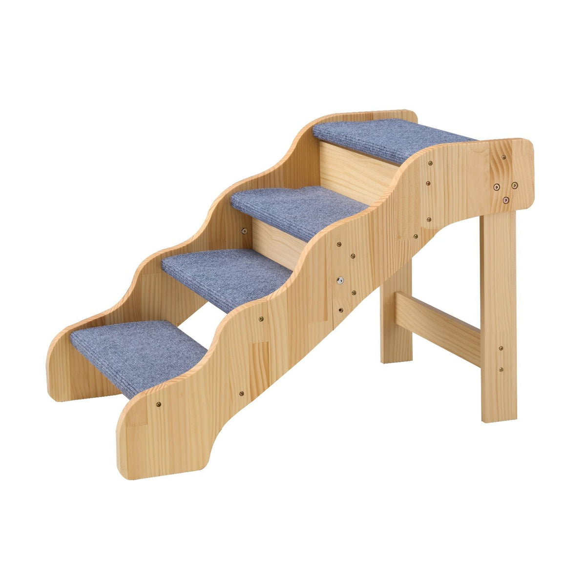 Wood Pet Stairs, 4-Step Dog Stairs for High Beds, Sofa & Cars, 150lbs Load Capacity, Non-Slip Surface, Stable Cat & Dog Step Ladder for Small Medium Large Older Pet Puppy Essentials