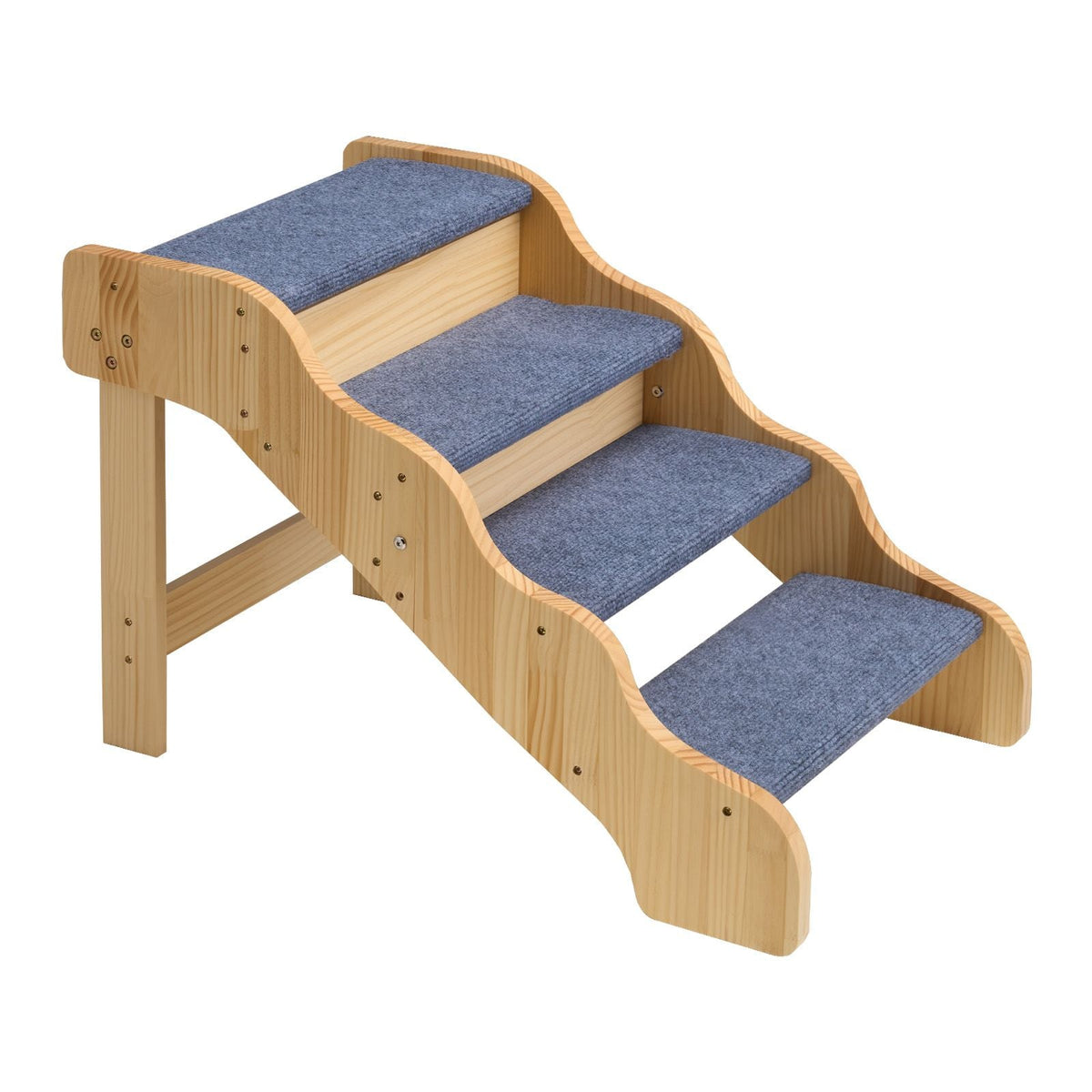 Wood Pet Stairs, 4-Step Dog Stairs for High Beds, Sofa & Cars, 150lbs Load Capacity, Non-Slip Surface, Stable Cat & Dog Step Ladder for Small Medium Large Older Pet Puppy Essentials