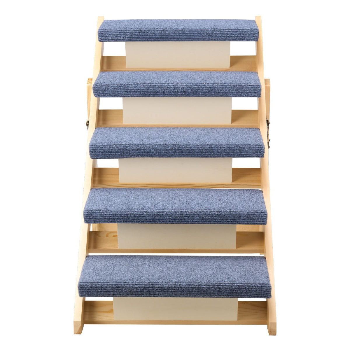 Wood Pet Stairs, 5-Step Dog Stairs for Beds, Sofa & Cars, 150lbs Load Capacity, Floded Flat Design, Stable & Sturdy Cat & Dog Step Ladder for Small Medium Large Older Pet Puppy Essentials
