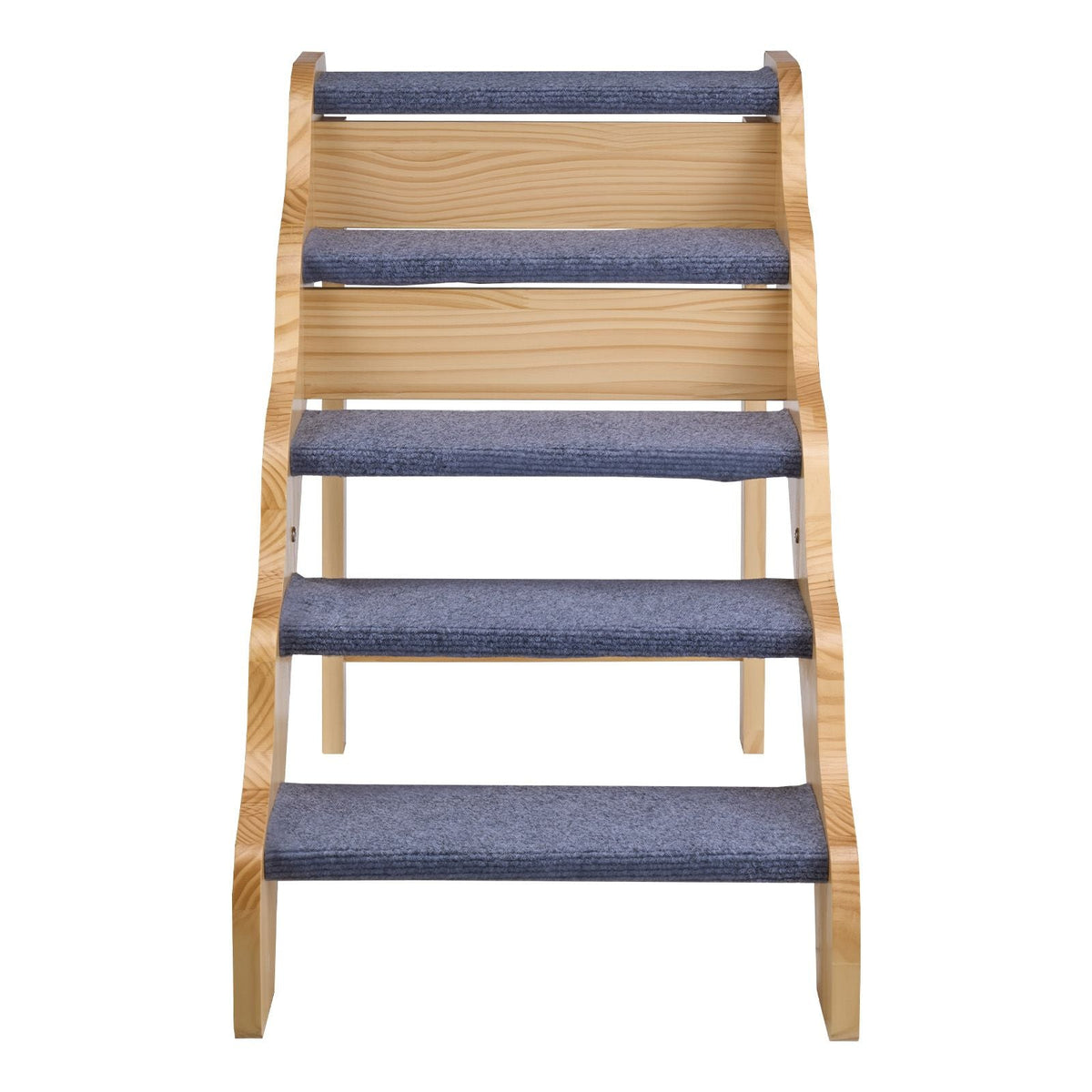 Wood Pet Stairs, 5-Step Dog Stairs for High Beds, Sofa & Cars, 150lbs Load Capacity, Non-Slip Surface, Stable Cat & Dog Step Ladder for Small Medium Large Older Pet Puppy Essentials
