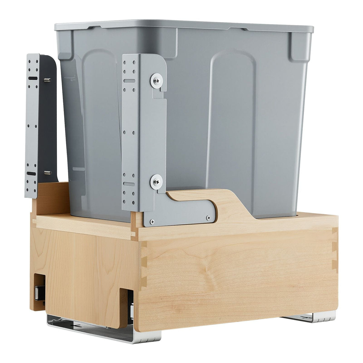 Wood Pullout Trash Can for Kitchen Cabinets, 35 QT Garbage Waste Recycling Bin, Under Mount Waste Container, with Heavy Duty Metal Soft Close Sliding System, Door Kit, for Sink, Under Counter