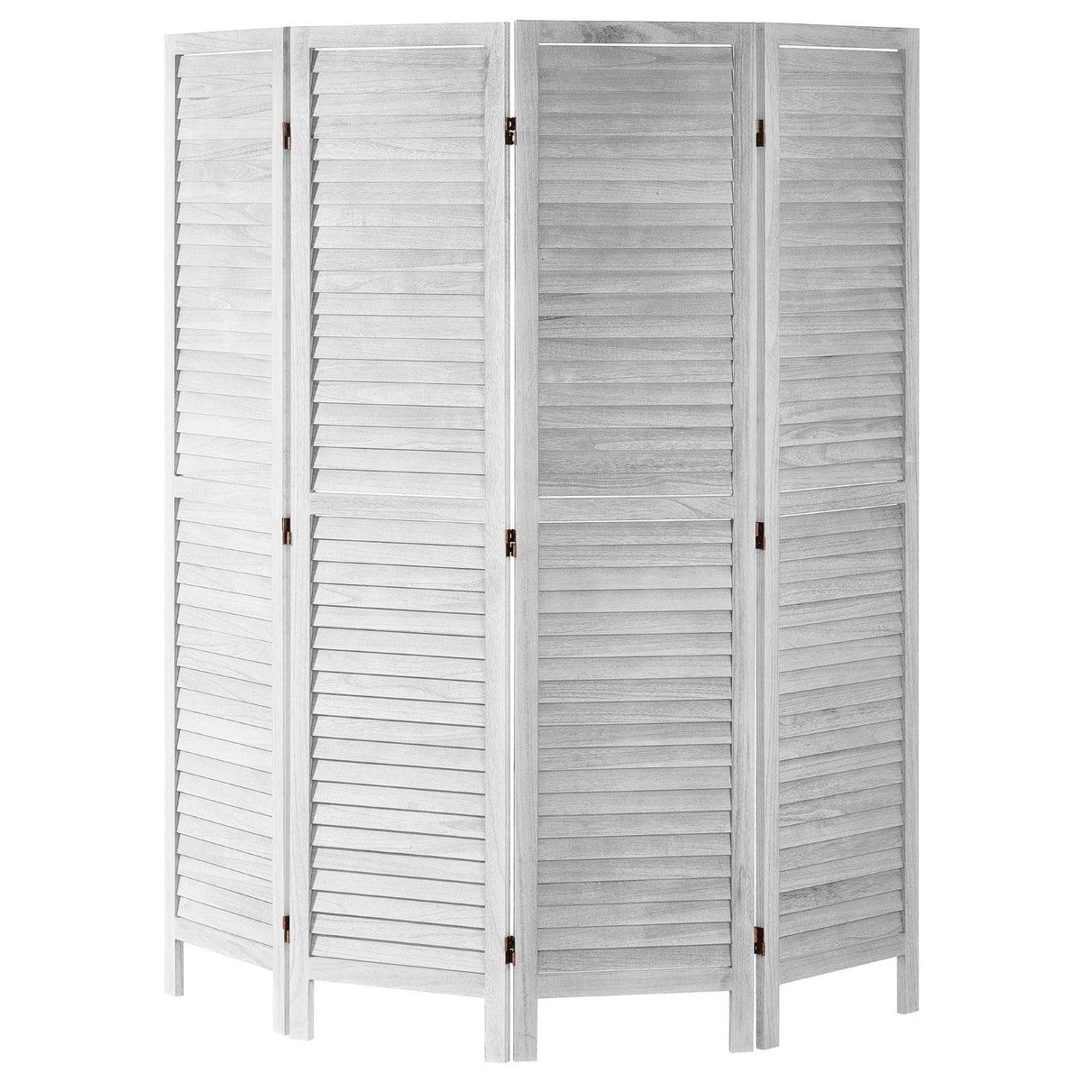 Wood Room Divider, 4 Panel Folding Privacy Screen, 66.9 Inches Tall Indoor Wooden Partition, Portable Decoration Screen, for Room Separation, Home, Office, Restaurant & Bedroom (Light Grey)