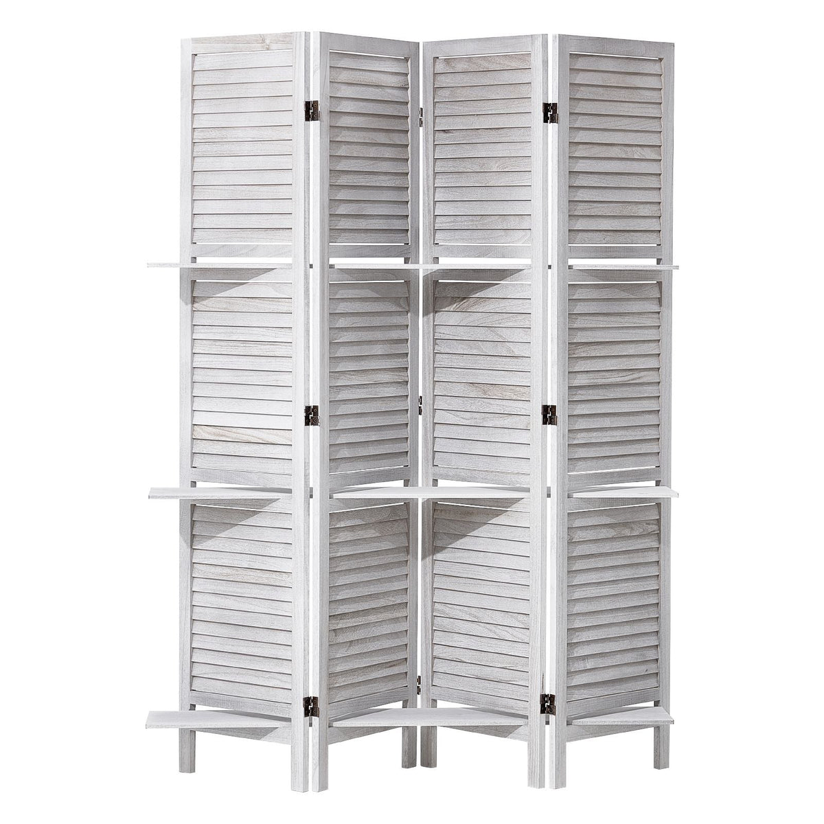 Wood Room Divider, 4 Panel Wood Folding Privacy Screen, 66.9 Inches Tall Indoor Louvered Partition Divider, Portable Decoration Screen, for Room Separation, Home, Office, Restaurant & Bedroom