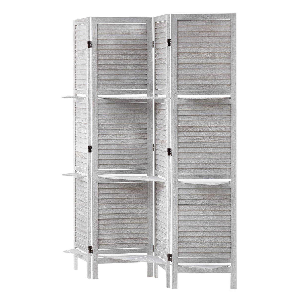 Wood Room Divider, 4 Panel Wood Folding Privacy Screen, 66.9 Inches Tall Indoor Louvered Partition Divider, Portable Decoration Screen, for Room Separation, Home, Office, Restaurant & Bedroom