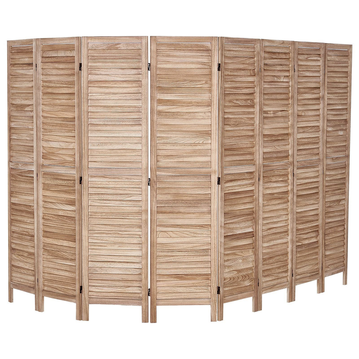 Wood Room Divider, 8 Panel Wood Folding Privacy Screen, 66.9 Inches Tall Indoor Louvered Partition Divider, Portable Decoration Screen, for Room Separation, Home, Office, Restaurant & Bedroom