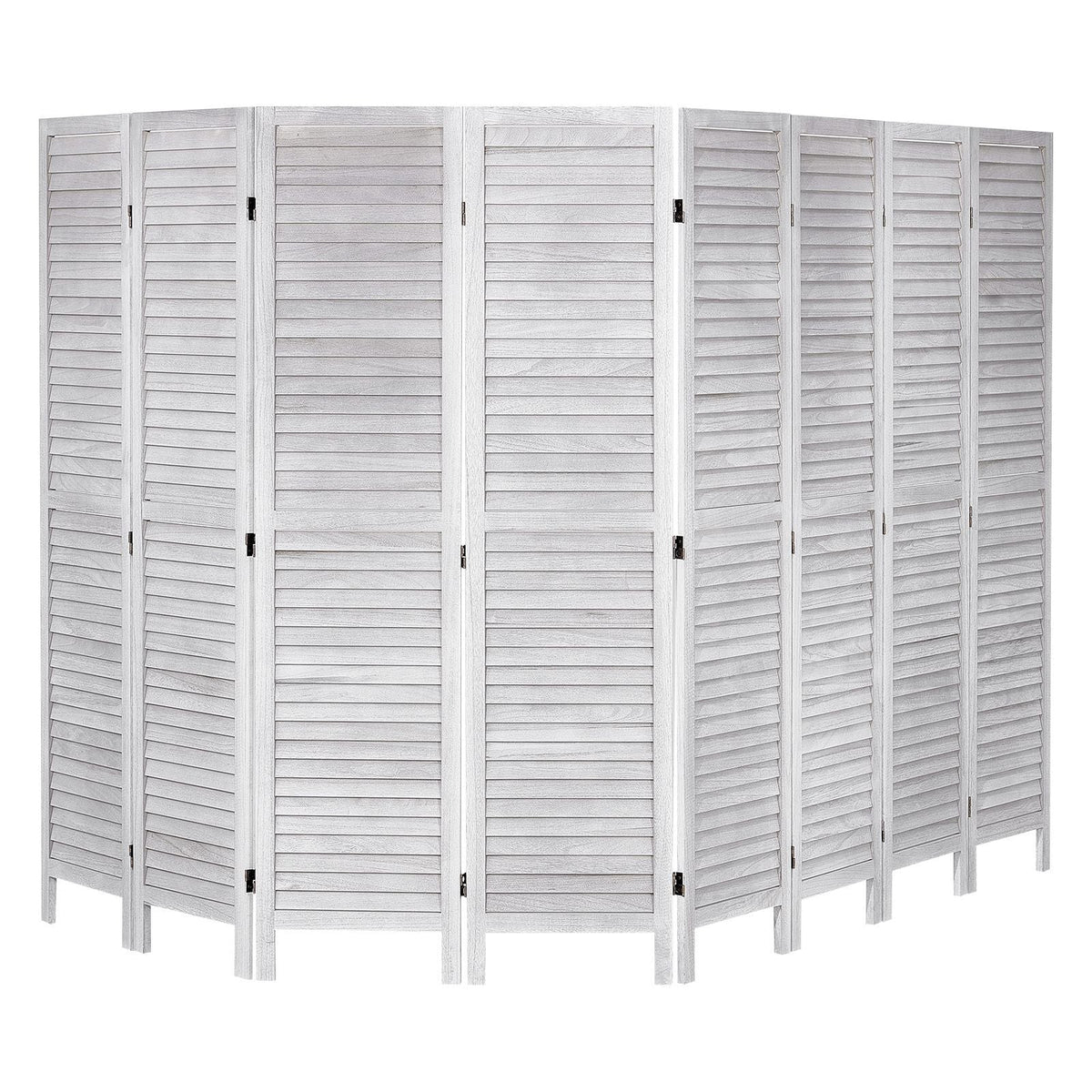 Wood Room Divider, 8 Panel Wood Folding Privacy Screen, 66.9 Inches Tall Indoor Louvered Wooden Partition, Portable Decoration Screen, for Room Separation, Home, Office, Restaurant & Bedroom