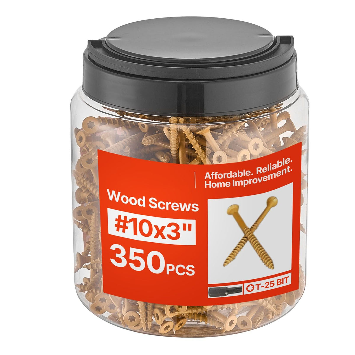 Wood Screws 350 PCS, #10 x 3-Inch Anti-Rust Coated, Exterior Deck Screw Torx/T25 Star Drive, Metal Rust-Resistant Outdoor Decking Screws with 2 Screw Connectors, for Decking Fencing Framing