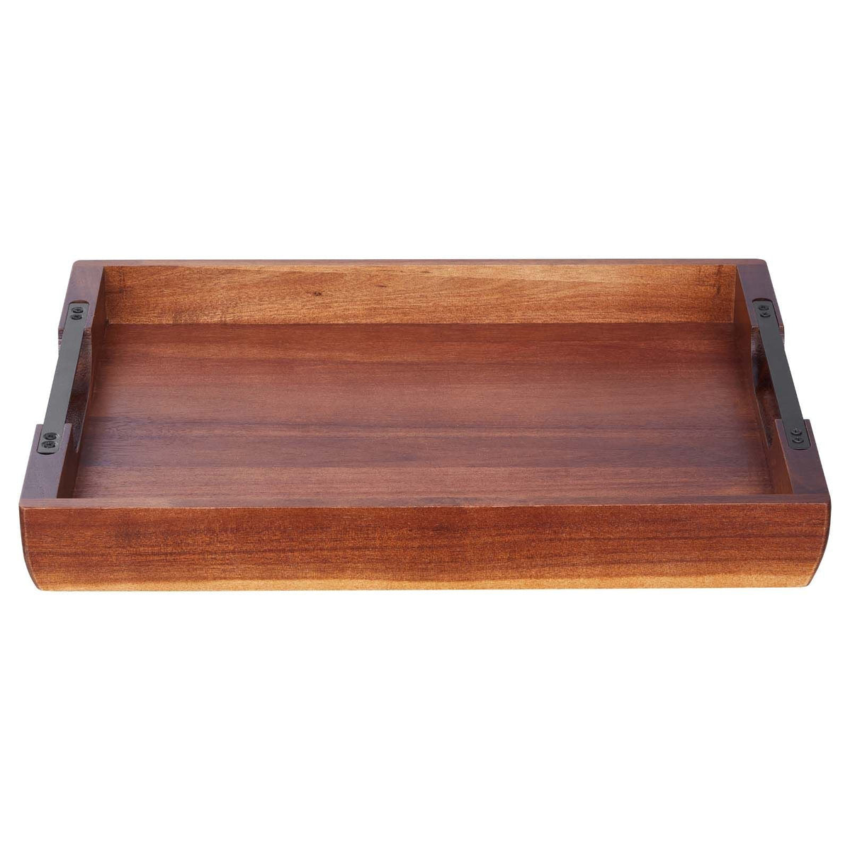 Wood Serving Tray, Acacia Wooden Tray Board with Handles, Decorative Rustic Serving Trays Platter, Ideal for Breakfast in Bed, Lunch, Kitchen, Living Room, Ottoman, Coffee Table, Party, Couch