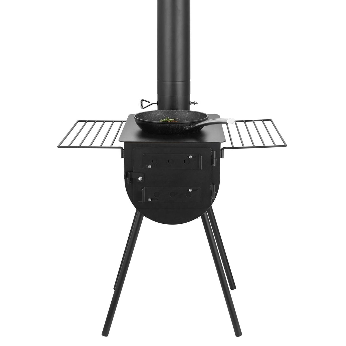 Wood Stove, 118 inch, Alloy Steel Camping Tent Stove, Portable Wood Burning Stove with Chimney Pipes & Gloves, 3000in³Firebox Hot Tent Stove for Outdoor Cooking and Heating with 8 Pipes