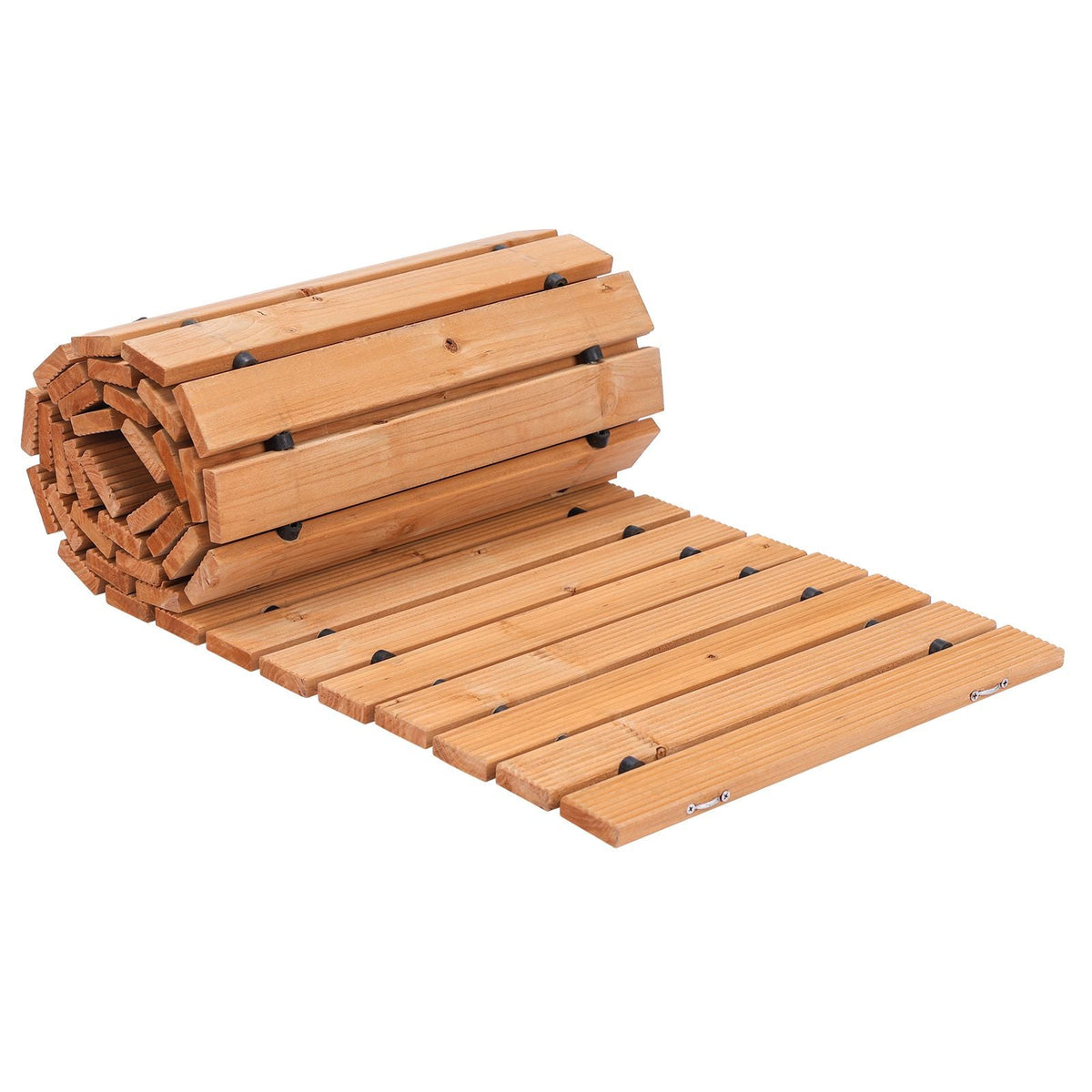 Wooden Garden Pathway, 8 ft L x 17 in W, Non-Slip Straight Garden Walkway, Roll Out Cedar Outdoor Walkway Path with Wire Rope Connection, Decorative Garden Paver for Backyard Wedding Party