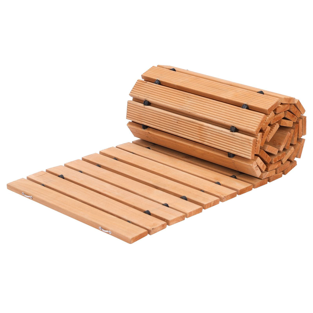 Wooden Garden Pathway, 8 ft L x 17 in W, Non-Slip Straight Garden Walkway, Roll Out Cedar Outdoor Walkway Path with Wire Rope Connection, Decorative Garden Paver for Backyard Wedding Party