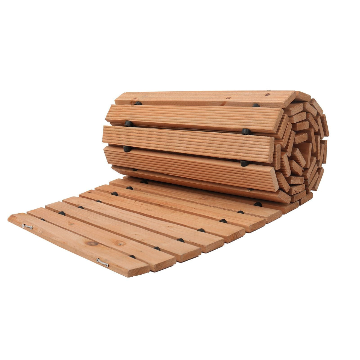 Wooden Garden Pathway, 8 ft x 17 in, Non-Slip Curved Garden Walkway, Roll Out Cedar Outdoor Walkway Path with Wire Rope Connection, Decorative Lawn Paver for Backyard Boardwalk Wedding Party