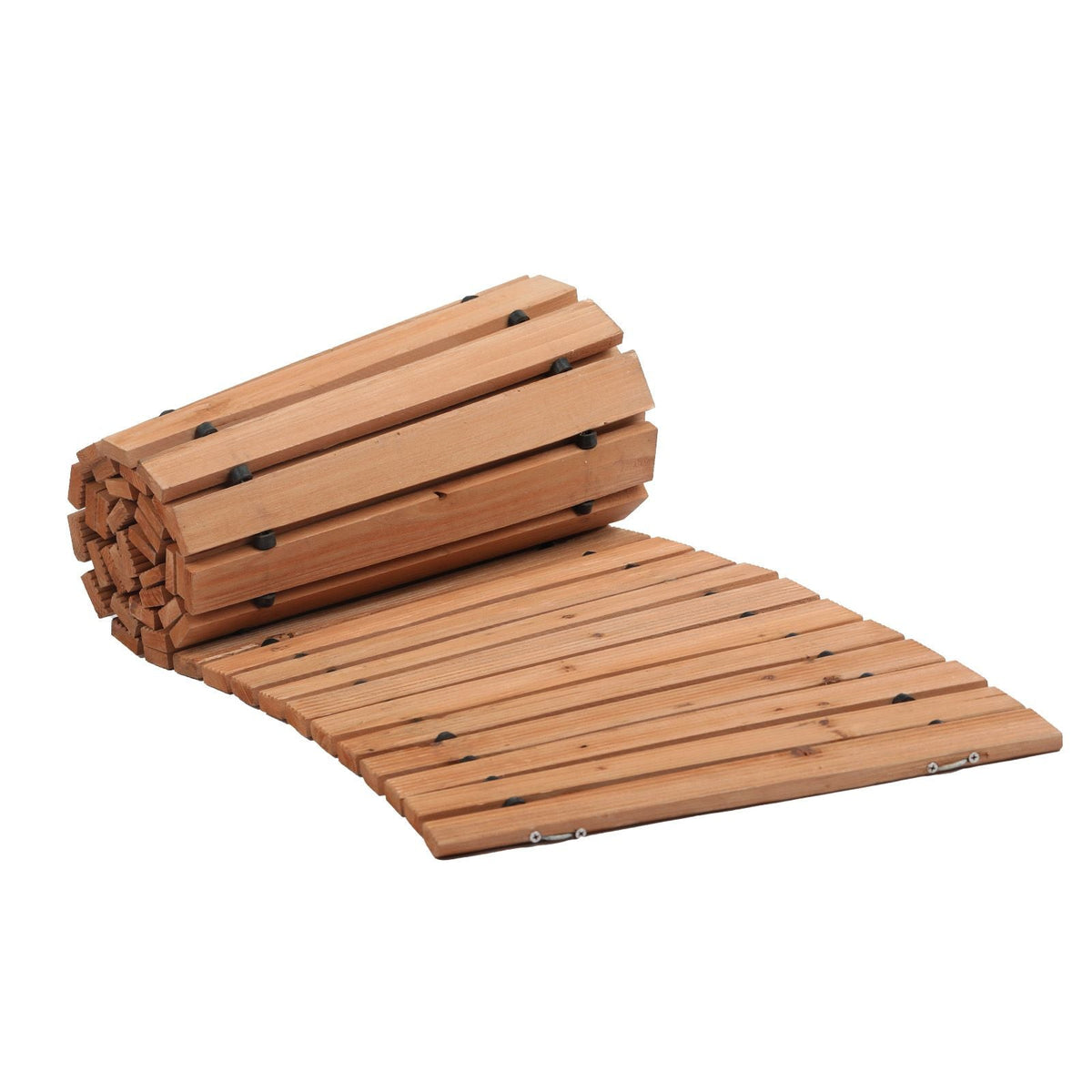 Wooden Garden Pathway, 8 ft x 17 in, Non-Slip Curved Garden Walkway, Roll Out Cedar Outdoor Walkway Path with Wire Rope Connection, Decorative Lawn Paver for Backyard Boardwalk Wedding Party