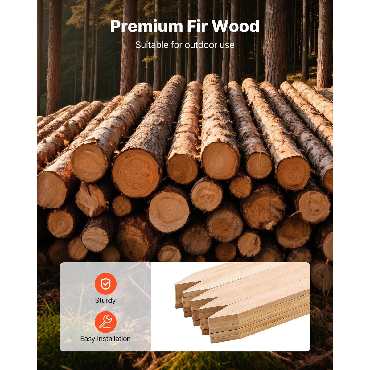Wooden Garden Stakes, 25 Pcs 24 x 0.5 x1.5 in Survey Grading Stakes, Garden Ground Stake with Sharp Point, Fir Wood Plant Support Stake, Sign Posts for Silt Fence Backyard Boundaries Baselines