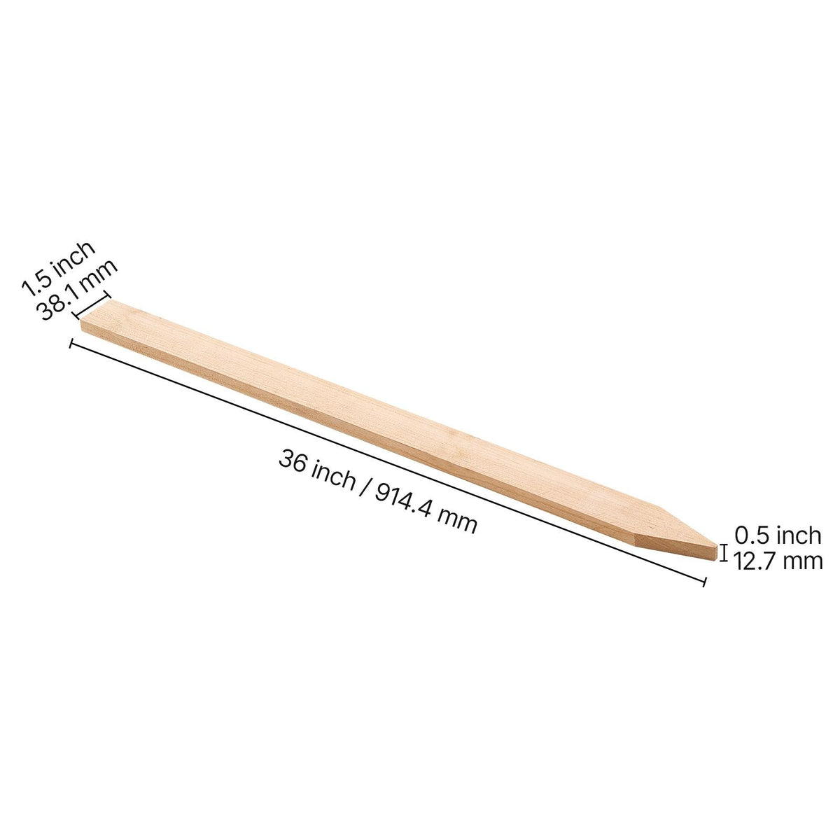 Wooden Garden Stakes, 25 Pcs 36 x 0.5 x1.5 in Survey Grading Stakes, Garden Ground Stake with Sharp Point, Fir Wood Plant Support Stake, Sign Posts for Silt Fence Backyard Boundaries Baselines