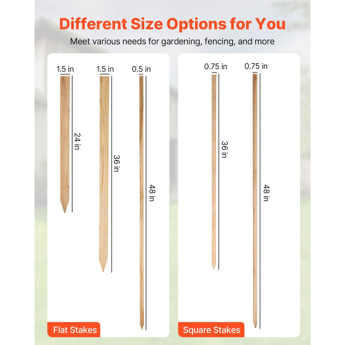 Wooden Garden Stakes, 25 Pcs 48x0.75x0.75 in Survey Grading Stakes, Garden Ground Stake with Sharp Point, Fir Wood Plant Support Stake, Sign Posts for Silt Fence Backyard Boundaries Baselines