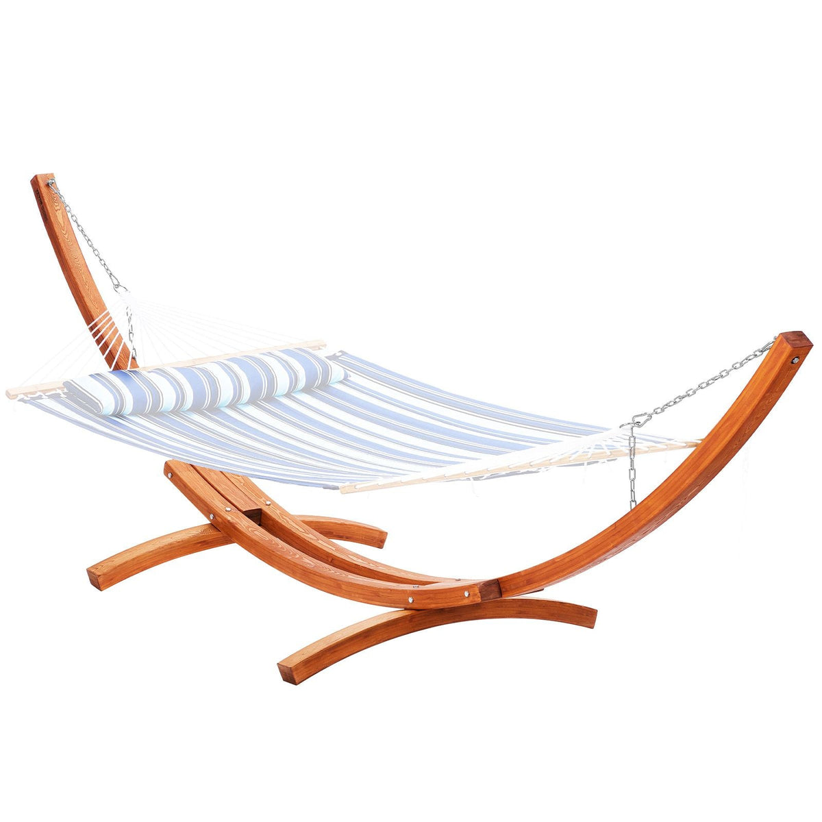 Wooden Hammock Stand, 475 lbs Capacity Universal 2 Person Hammock Frame Fits 9-13 ft Hammocks, Larch Wood Arc Adjustable Stand for Hammock with Chain and Carabiner, for Outdoor and Indoor