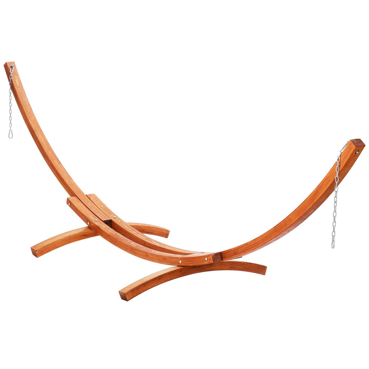 Wooden Hammock Stand, 475 lbs Capacity Universal 2 Person Hammock Frame Fits 9-13 ft Hammocks, Larch Wood Arc Adjustable Stand for Hammock with Chain and Carabiner, for Outdoor and Indoor