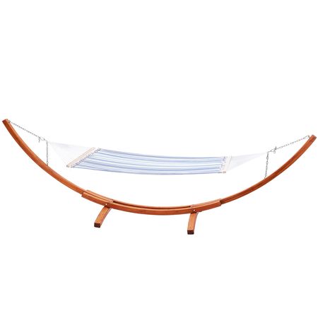 Wooden Hammock Stand, 475 lbs Capacity Universal 2 Person Hammock Frame Fits 9-13 ft Hammocks, Larch Wood Arc Adjustable Stand for Hammock with Chain and Carabiner, for Outdoor and Indoor