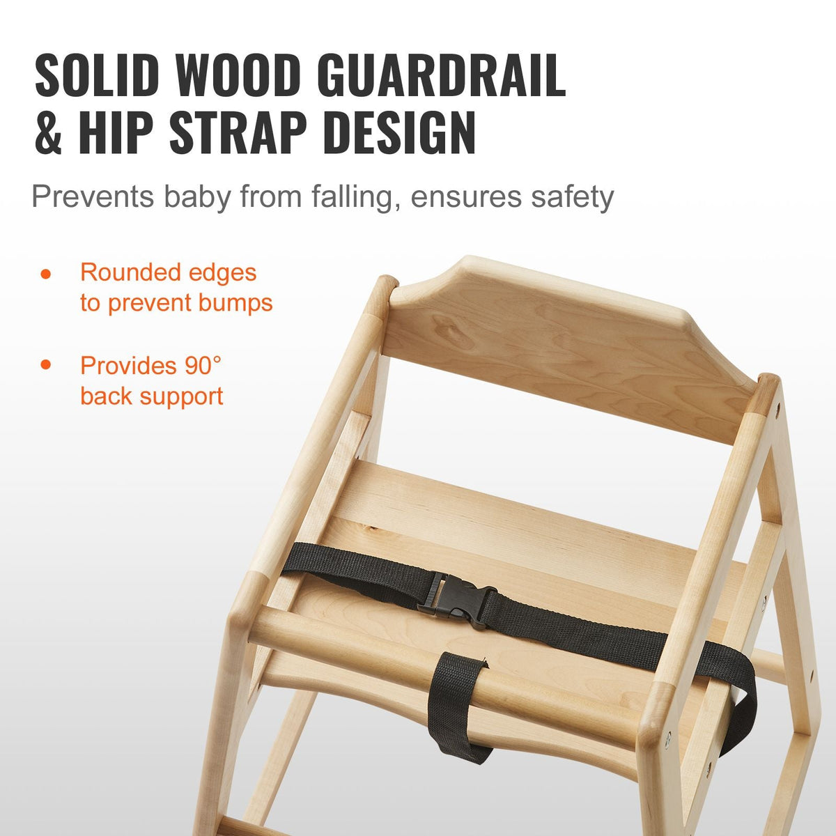 Wooden High Chair for Babies & Toddlers, Double Solid Wood Feeding Chair, Eat & Grow Portable High Chair, Easy to Clean Baby Booster Seat, Compact Toddler Chair, Natural