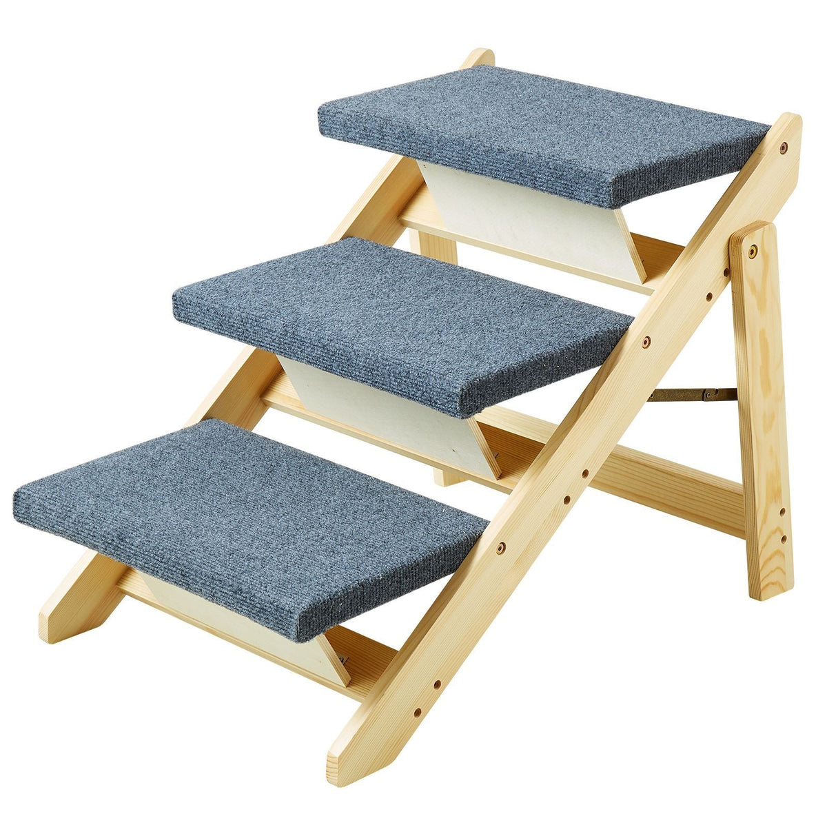 Wooden Pet Steps, Convertible 2-in-1 Dog Staircase & Ramp for Access to Beds, Sofas, and Vehicles, Three-Step Design Supports Pets up to 150 lbs, Ideal for Small to Large Breeds